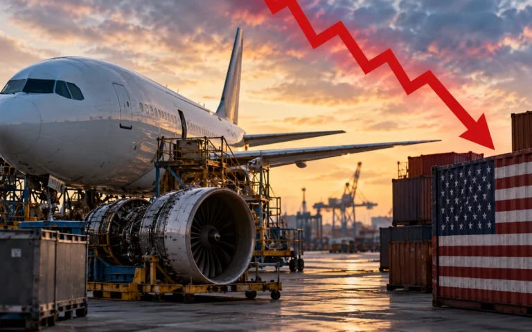 Aereo e andamento di mercato in calo, immagine illustrativa
