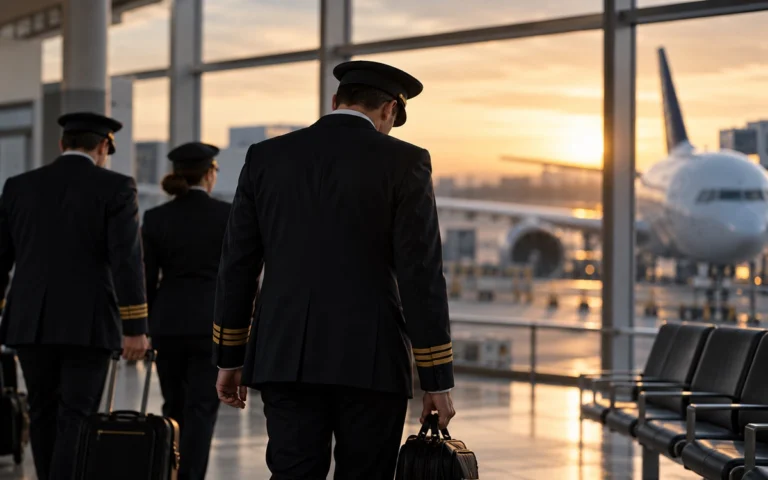 Piloti in aeroporto davanti a un aereo, immagine illustrativa