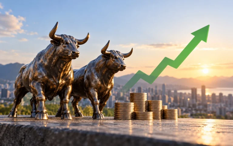 Due figure di toro e freccia crescente illustrative