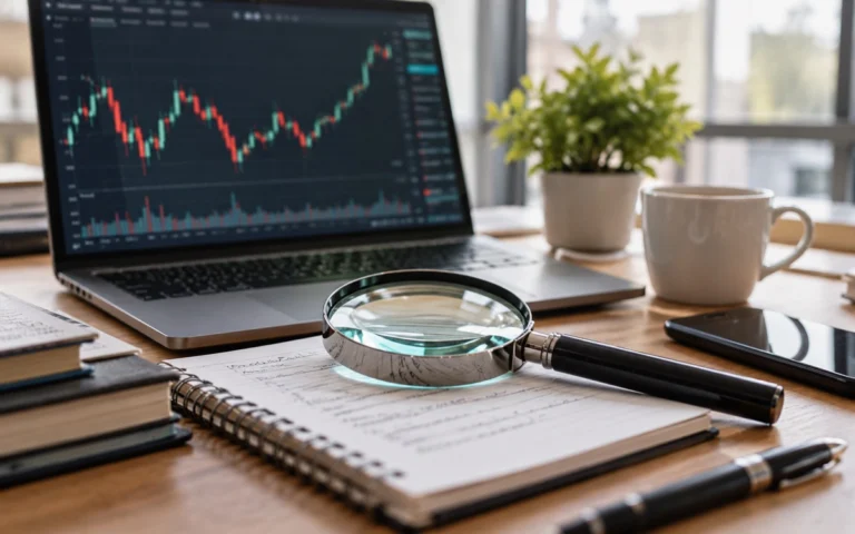 Lente su documenti e grafico finanziario illustrativo