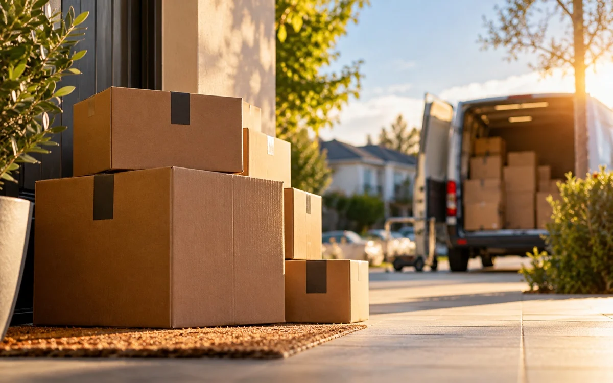 Pacchi pronti per una consegna di commercio elettronico