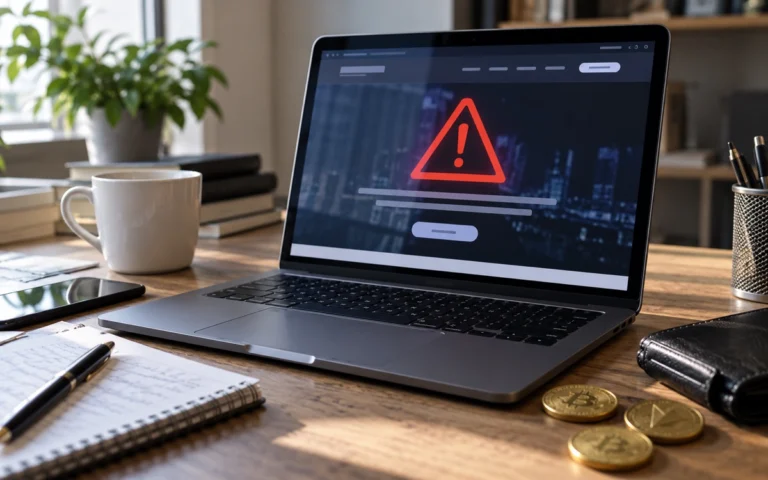 Avviso di rischio su una schermata crypto illustrativa