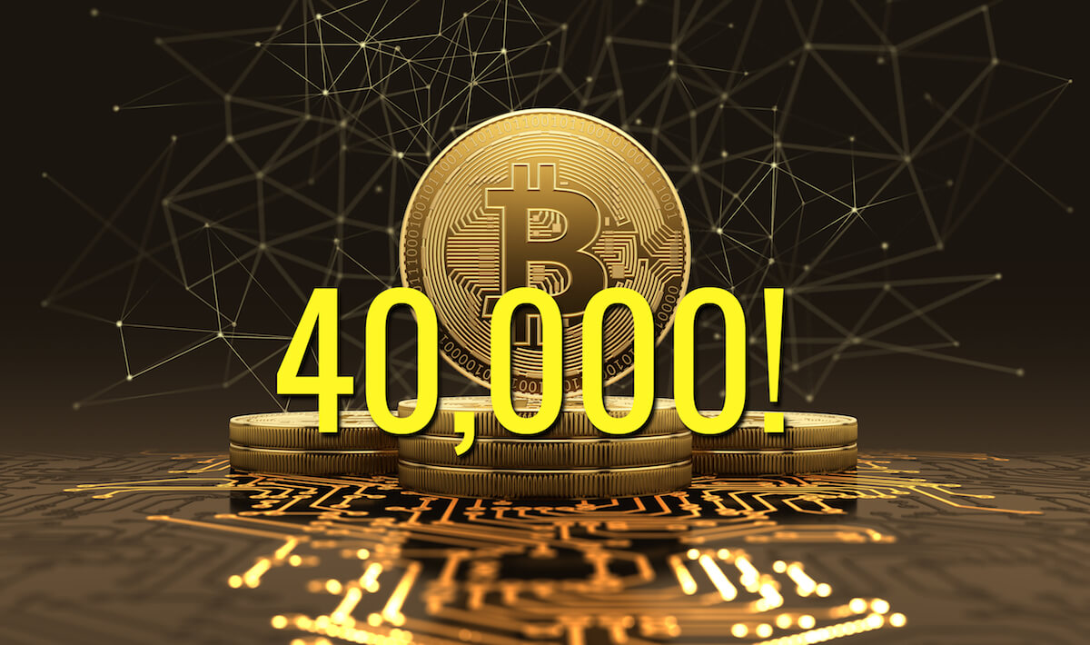 Bitcoin supera i 40K dopo 19 giorni