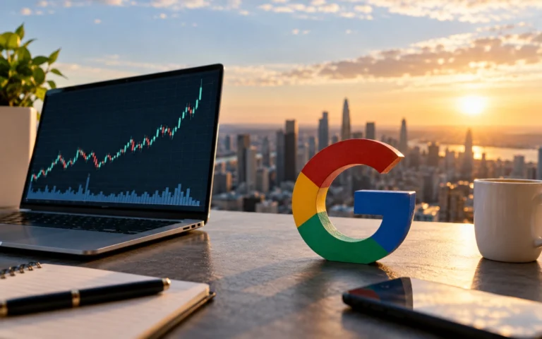 Simbolo di Google davanti a un grafico illustrativo