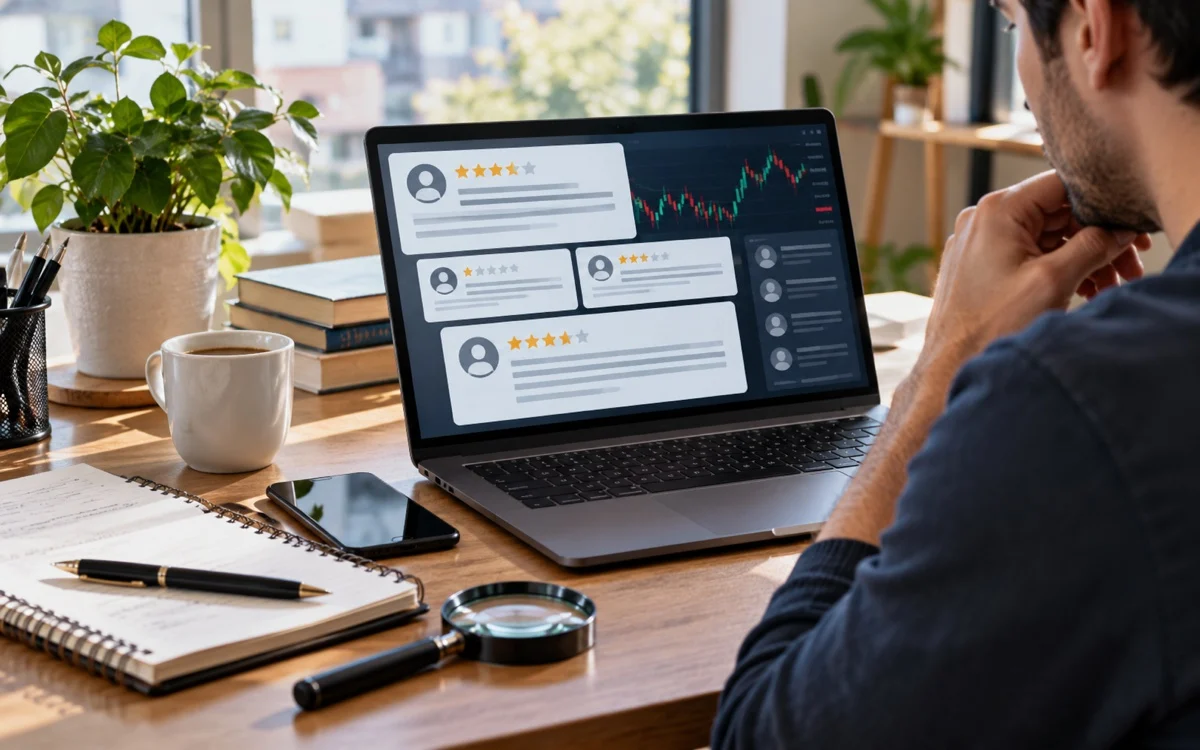 Persona confronta recensioni e opinioni sul trading online