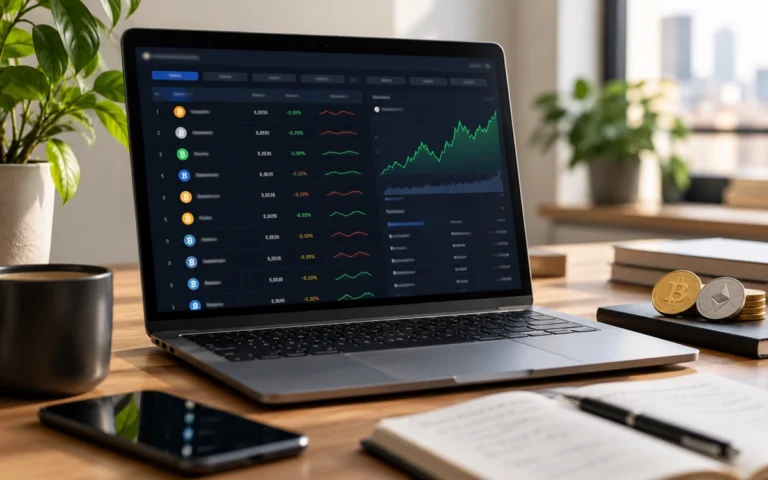 Schermo con classifica illustrativa di criptovalute