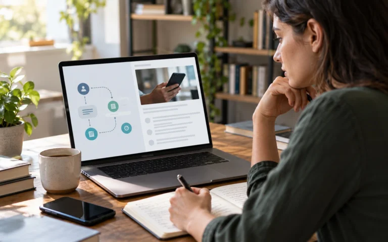 Persona esamina il funzionamento di una app su un computer