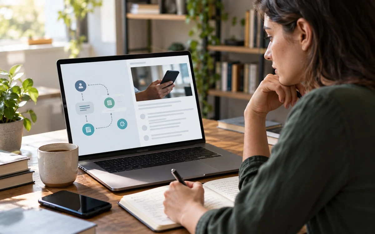 Persona esamina il funzionamento di una app su un computer