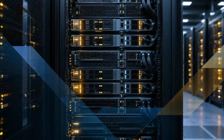 Server in un data center con luci blu e ambra, immagine illustrativa dell’efficienza dei modelli di intelligenza artificiale