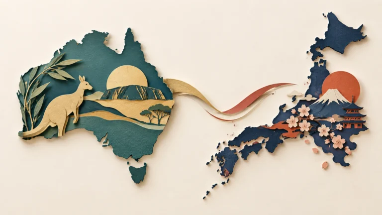 Illustrazione di Australia e Giappone per il confronto tra dollaro australiano e yen