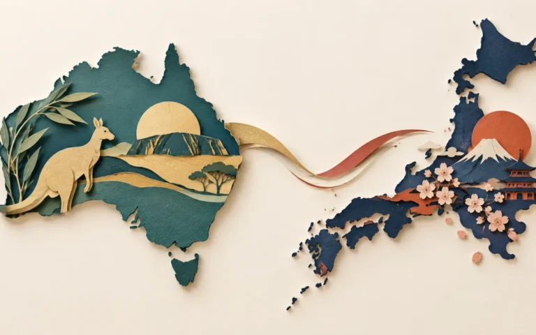 Illustrazione di Australia e Giappone per il confronto tra dollaro australiano e yen