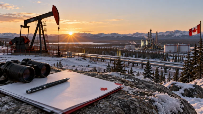 Impianto petrolifero canadese durante il recupero del dollaro canadese