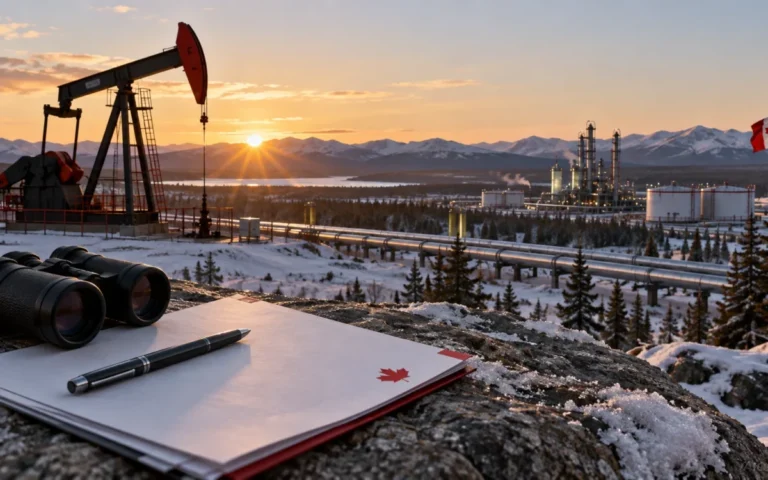 Impianto petrolifero canadese durante il recupero del dollaro canadese