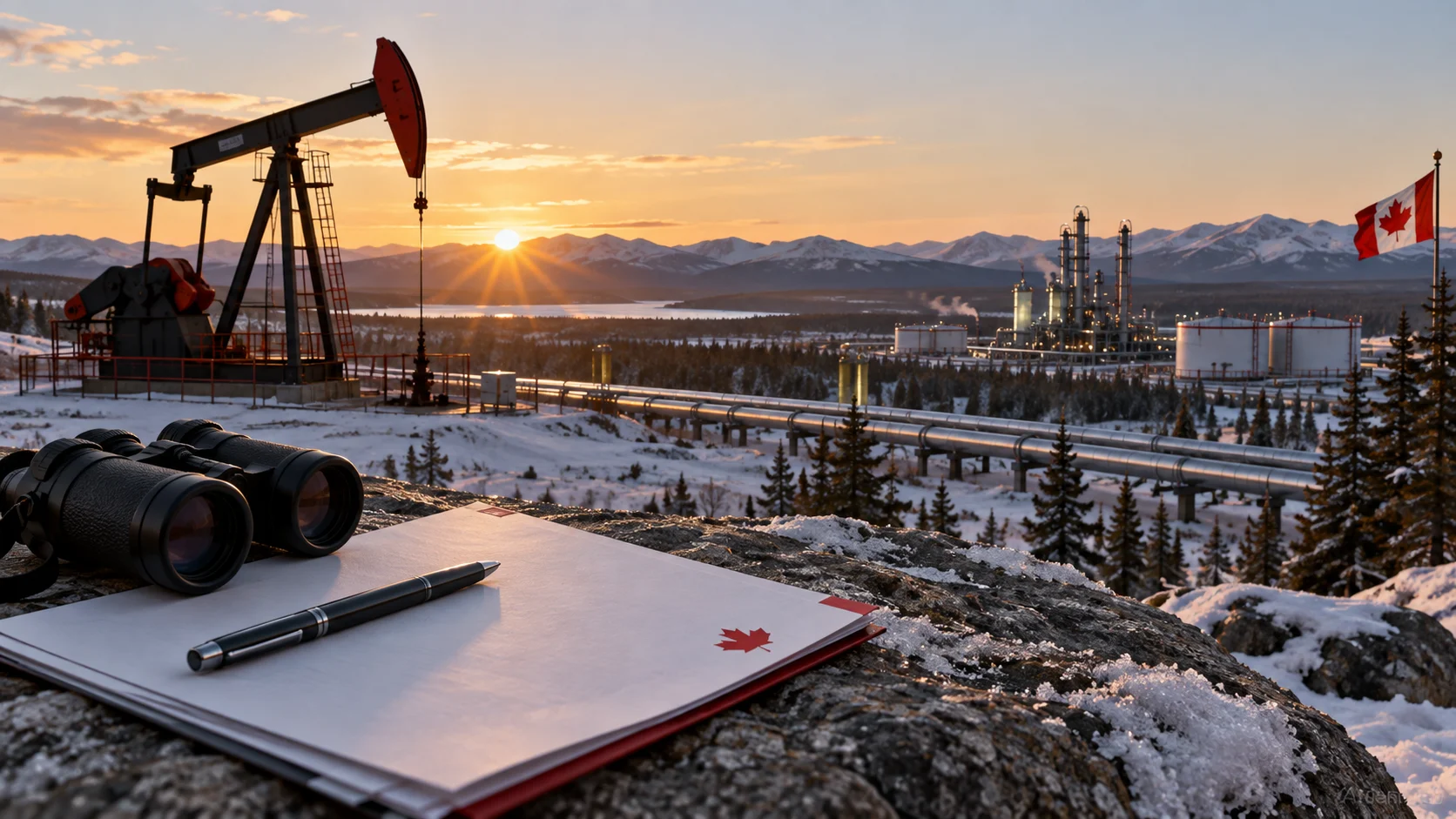 Impianto petrolifero canadese durante il recupero del dollaro canadese