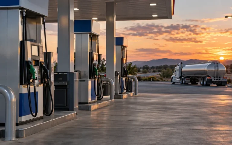 Pompe di benzina e diesel in una stazione di servizio statunitense