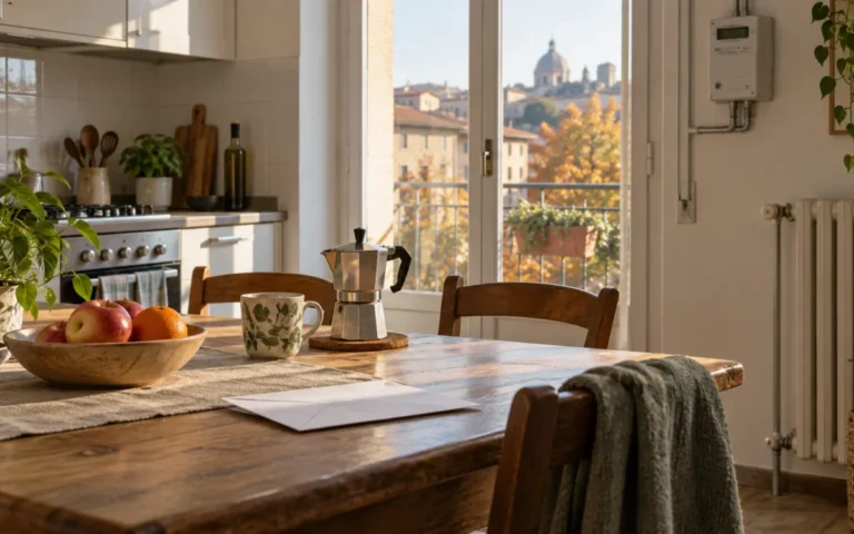Interno di una casa italiana con contatore e termosifone, immagine illustrativa dell’offerta luce e gas Plenitude.