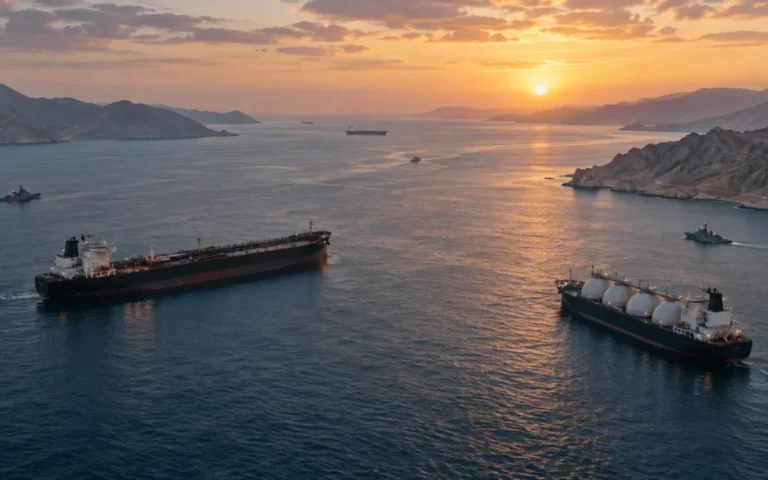 Petroliera e nave metaniera nello Stretto di Hormuz durante una fase di cauta distensione