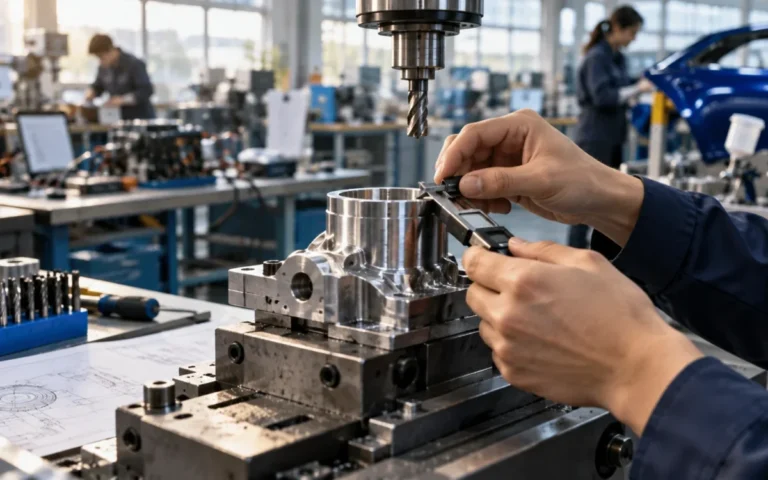 Illustrazione di una misurazione di precisione in un laboratorio tecnico automobilistico