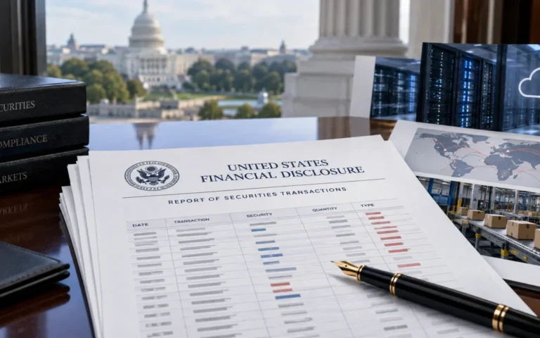Documento finanziario statunitense con riferimenti astratti a Microsoft e Amazon