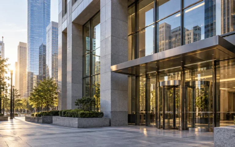 Edificio finanziario moderno, immagine illustrativa della governance bancaria