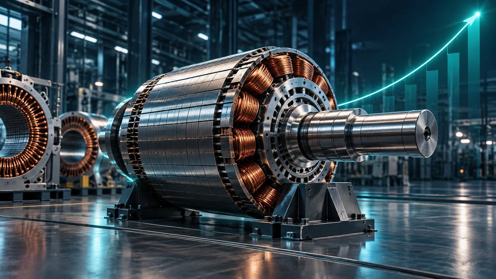 Illustrazione originale di un rotore industriale con una traiettoria di crescita, per le nuove stime VINCORION.
